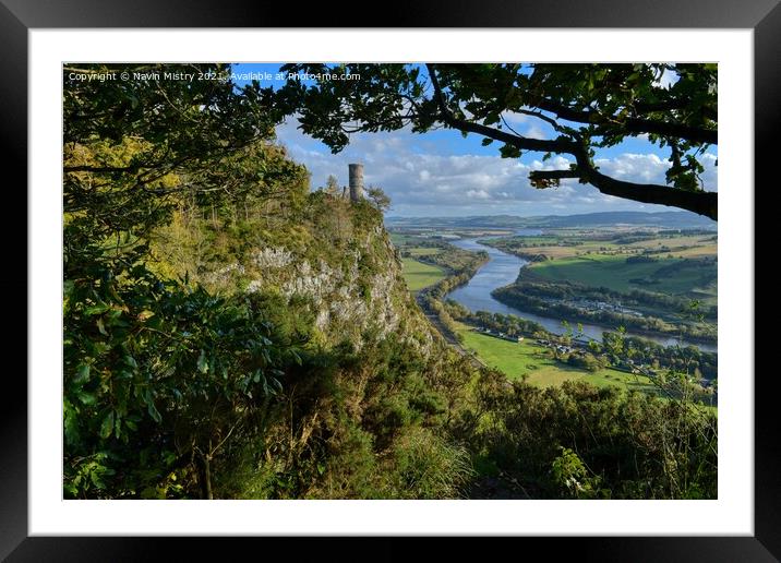 Kinnoull Hill Tower and the River Tay Perth Scotland Framed Mounted Print by Navin Mistry