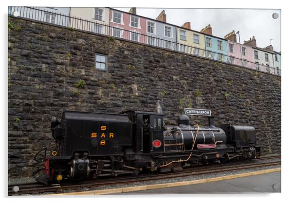 Steam train in Caernarfon station Acrylic by Jason Wells