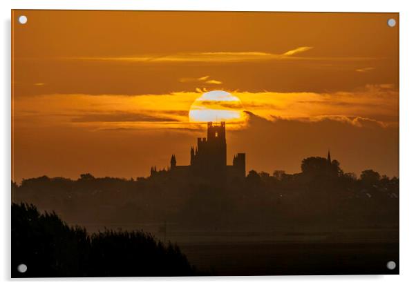 Sunrise behind Ely Cathedral, 25th October 2021 Acrylic by Andrew Sharpe