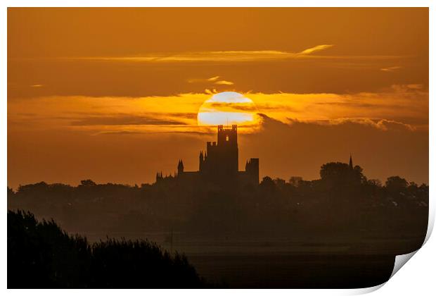 Sunrise behind Ely Cathedral, 25th October 2021 Print by Andrew Sharpe