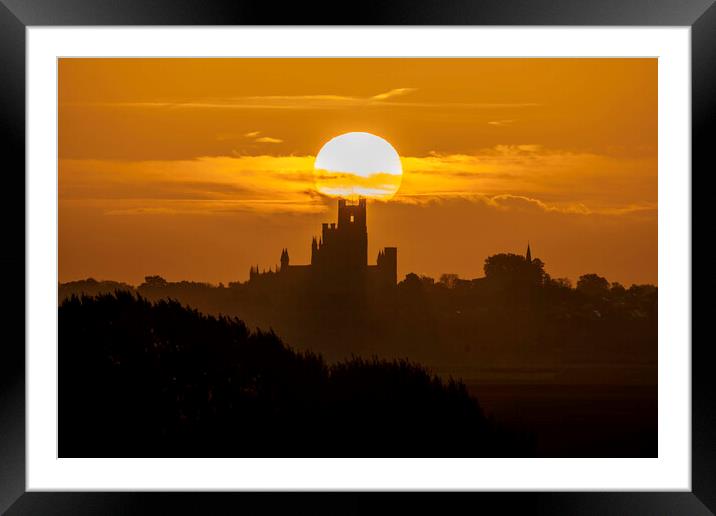 Sunrise behind Ely Cathedral, 25th October 2021 Framed Mounted Print by Andrew Sharpe