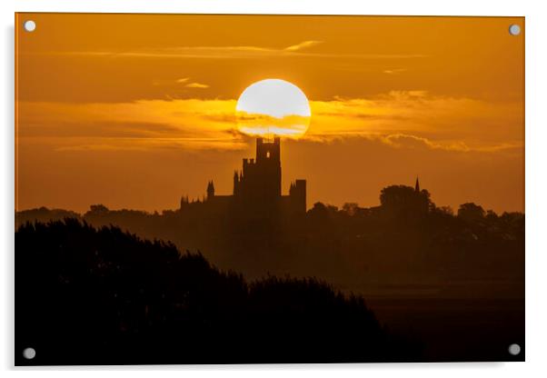 Sunrise behind Ely Cathedral, 25th October 2021 Acrylic by Andrew Sharpe