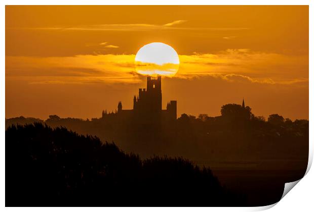 Sunrise behind Ely Cathedral, 25th October 2021 Print by Andrew Sharpe
