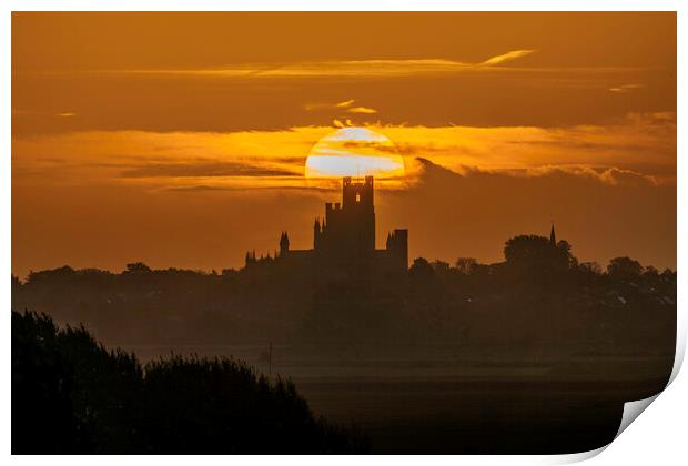 Sunrise behind Ely Cathedral, 25th October 2021 Print by Andrew Sharpe