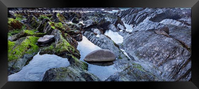 Ilfracombe Rock Pools Framed Print by David Hare