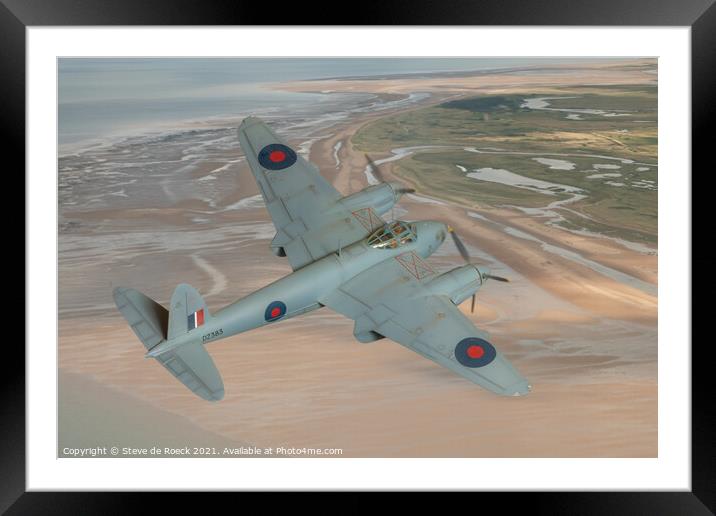 de Havilland Mosquito Coasting In Framed Mounted Print by Steve de Roeck