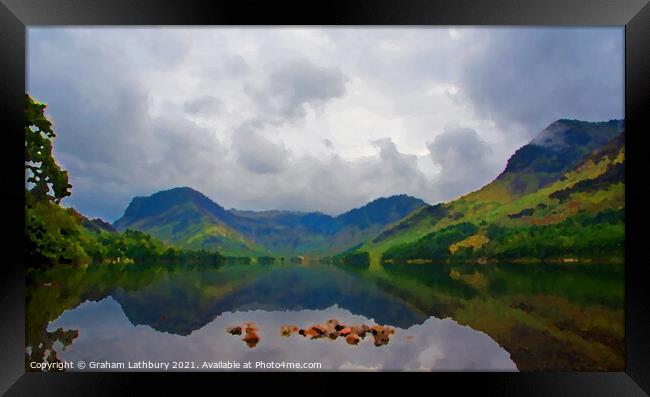 Buttermere Lake District watercolour Framed Print by Graham Lathbury