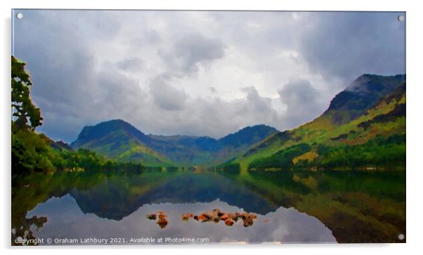 Buttermere Lake District watercolour Acrylic by Graham Lathbury