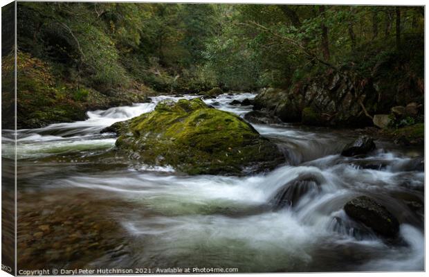 The East Lyn River near Watersmeet, Lynmouth. Devon Canvas Print by Daryl Peter Hutchinson