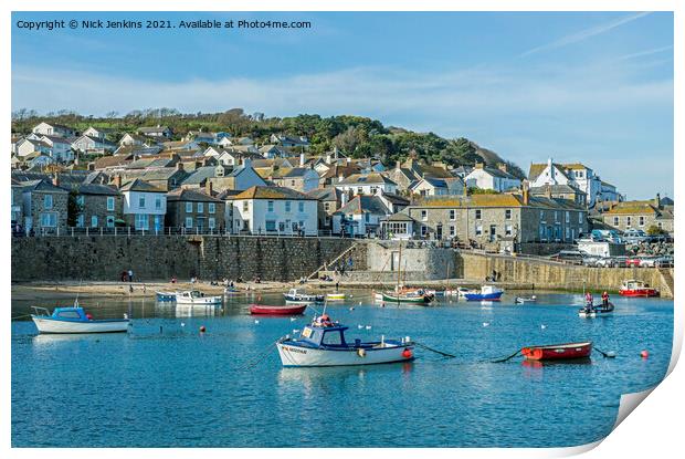 The Cornish Coastal Village and harbour of Mouseho Print by Nick Jenkins