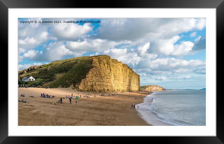 West Bay Cliffs Framed Mounted Print by Jo Sowden