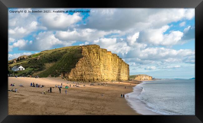 West Bay Cliffs Framed Print by Jo Sowden