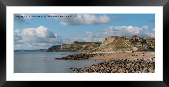 View towards Lyme Bay from West Bay Framed Mounted Print by Jo Sowden