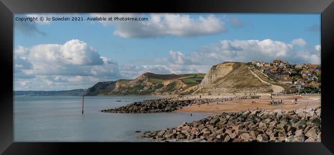 View towards Lyme Bay from West Bay Framed Print by Jo Sowden