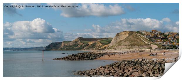 View towards Lyme Bay from West Bay Print by Jo Sowden