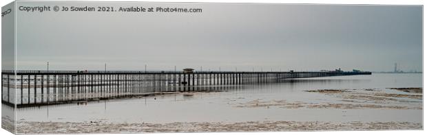 Southend Pier at Low Tide Canvas Print by Jo Sowden