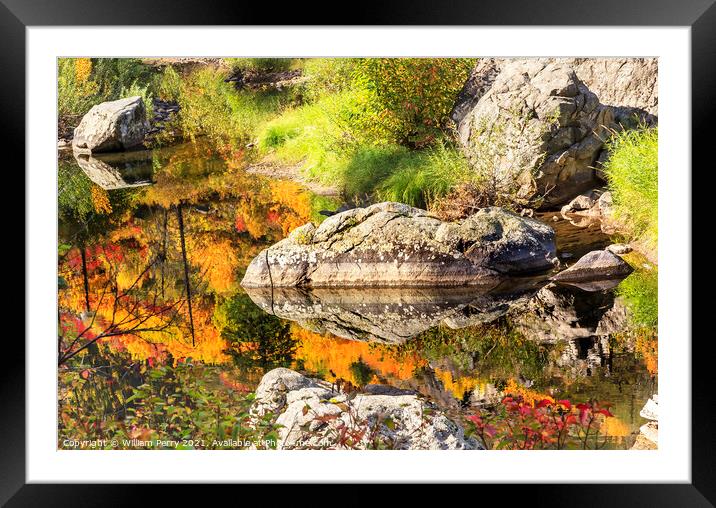 Fall Fire Orange Red Colors Reflection Wenatchee River Valley Le Framed Mounted Print by William Perry