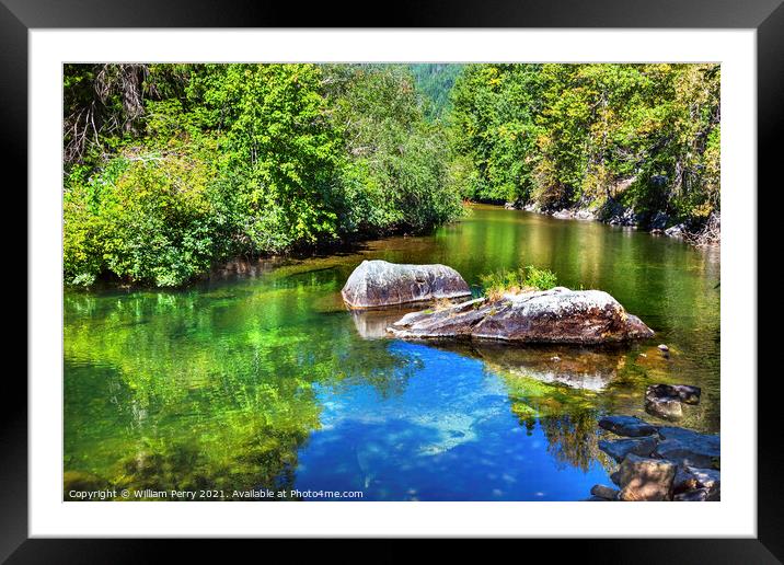 Summer Colors Fire Reflection Wenatchee River Valley Washington Framed Mounted Print by William Perry