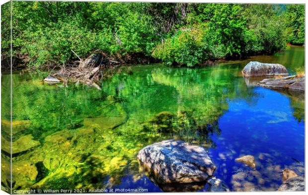 Summer Blue Green Colors Reflection Rocks Wenatchee River Valley Canvas Print by William Perry