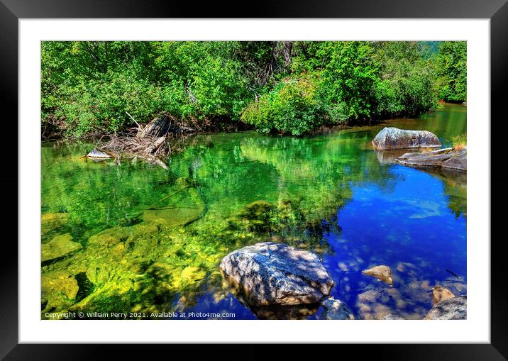 Summer Blue Green Colors Reflection Rocks Wenatchee River Valley Framed Mounted Print by William Perry