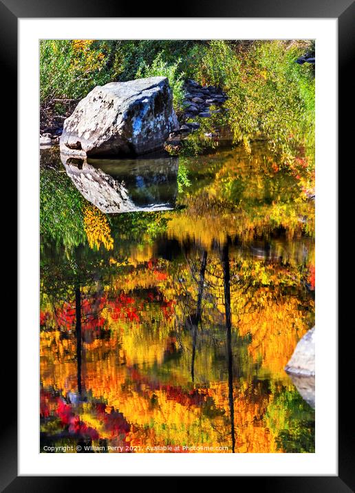 Fall Fire Orange Red Colors Reflection Wenatchee River Valley Le Framed Mounted Print by William Perry