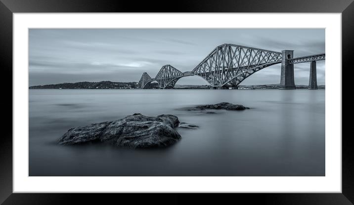 The Forth Rail Bridge black and white  Framed Mounted Print by Anthony McGeever