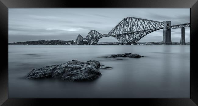 The Forth Rail Bridge black and white  Framed Print by Anthony McGeever