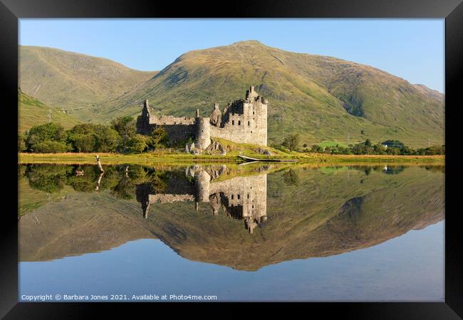 Loch Awe Kilchurn Castle Reflection  Scotland Framed Print by Barbara Jones