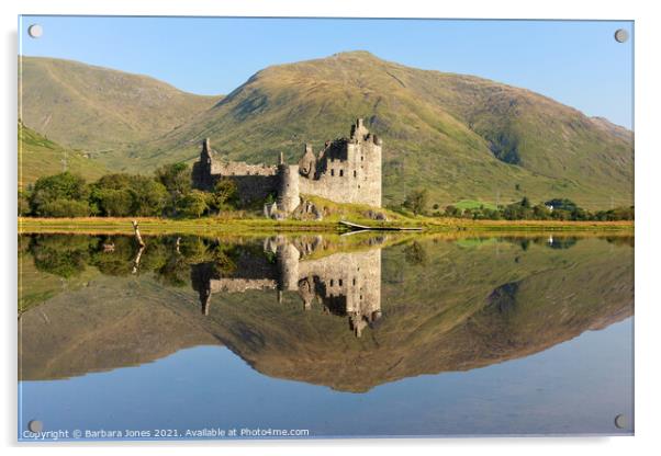 Loch Awe Kilchurn Castle Reflection  Scotland Acrylic by Barbara Jones
