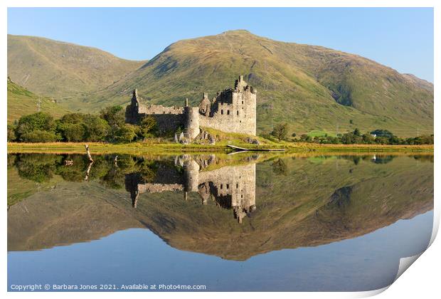 Loch Awe Kilchurn Castle Reflection  Scotland Print by Barbara Jones