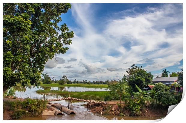 beautiful landscape and nature of Sisaket in the northeast of Thailand Print by Wilfried Strang