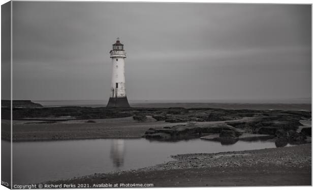 portrait of Perch Lighthouse - New Brighton Canvas Print by Richard Perks