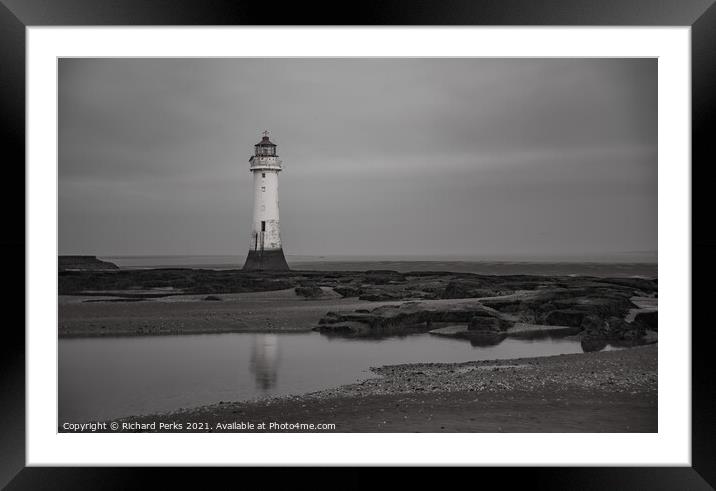 portrait of Perch Lighthouse - New Brighton Framed Mounted Print by Richard Perks