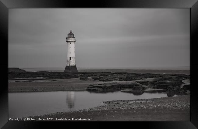 portrait of Perch Lighthouse - New Brighton Framed Print by Richard Perks