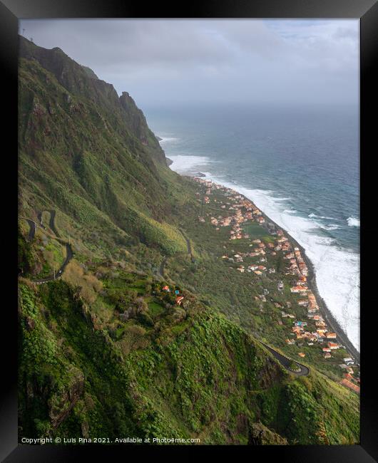 Aerial view of Paul do Mar from Faja da Ovelha in Madeira Framed Print by Luis Pina
