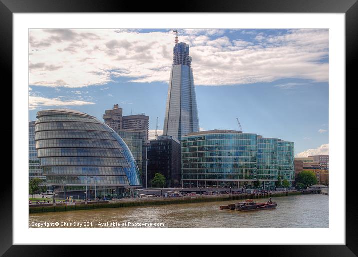 London Assembly and Shard Framed Mounted Print by Chris Day