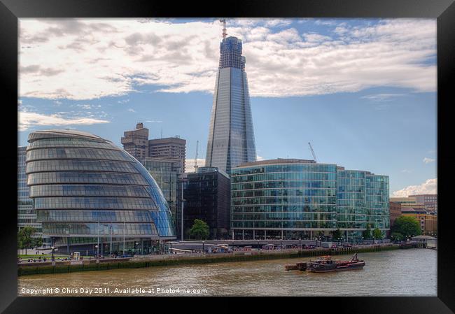 London Assembly and Shard Framed Print by Chris Day