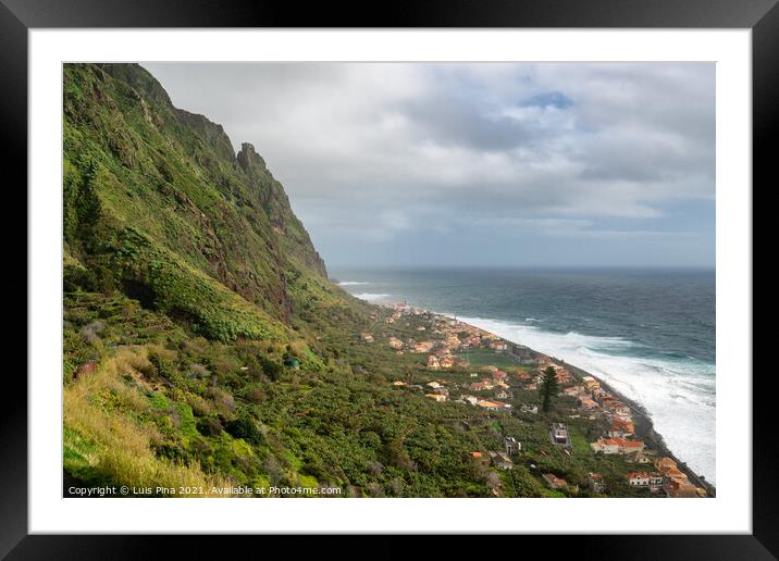 Aerial view of Paul do Mar from Faja da Ovelha in Madeira Framed Mounted Print by Luis Pina