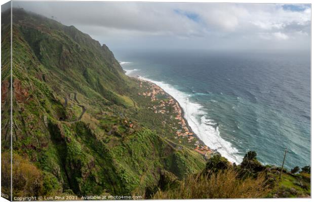 Aerial view of Paul do Mar from Faja da Ovelha in Madeira Canvas Print by Luis Pina
