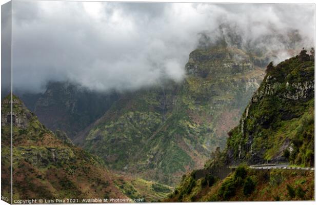 Beautiful landscape mountains with clouds, in Madeira Canvas Print by Luis Pina