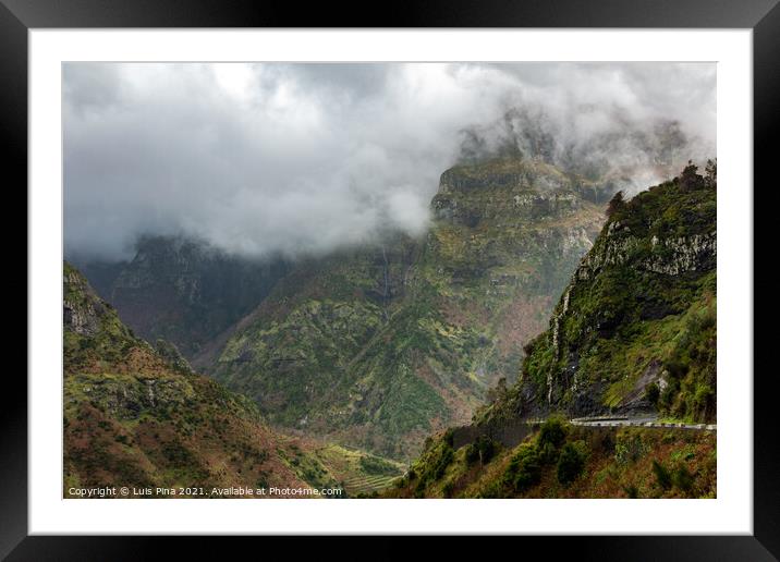 Beautiful landscape mountains with clouds, in Madeira Framed Mounted Print by Luis Pina