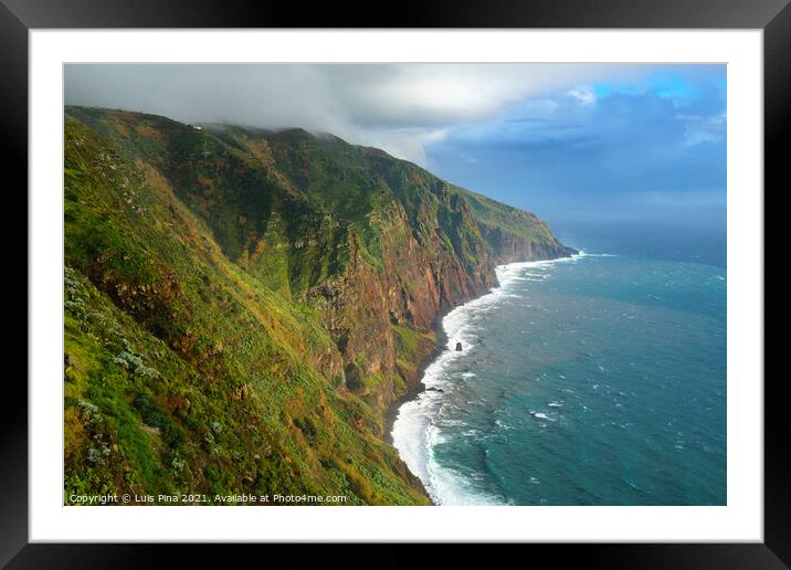 View of the landscape from Ponta do Pargo lighthouse Framed Mounted Print by Luis Pina