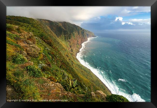 View of the landscape from Ponta do Pargo lighthouse Framed Print by Luis Pina