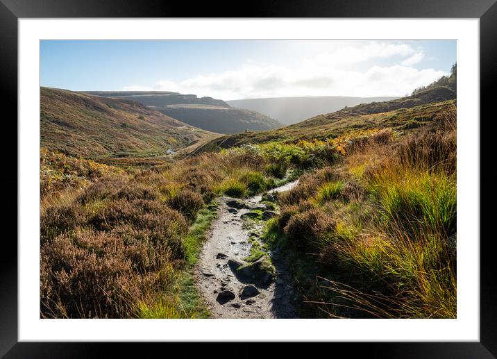 The Pennine way at Crowden in Derbyshire Framed Mounted Print by Andrew Kearton