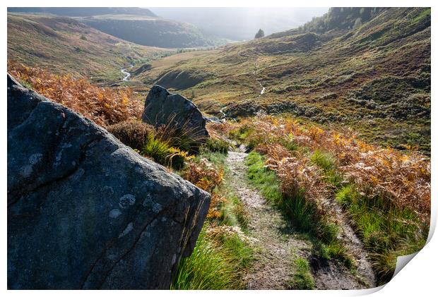 The Pennine way at Crowden in Derbyshire Print by Andrew Kearton