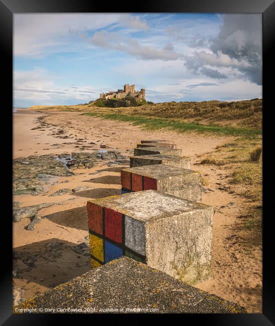 Stepping Sones to Bamburgh Castle Framed Print by Gary Clarricoates