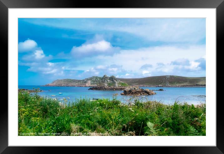 View from Bryher to Tresco Framed Mounted Print by Stephen Hamer