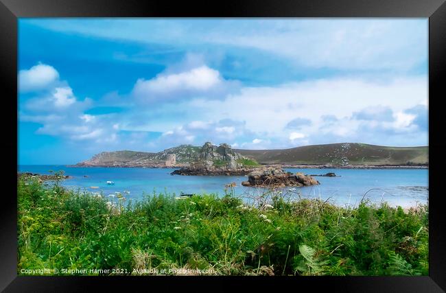 View from Bryher to Tresco Framed Print by Stephen Hamer