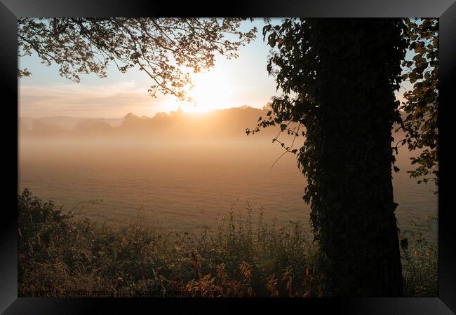 A picture of a misty sunrise Dumfries Scotland Framed Print by christian maltby