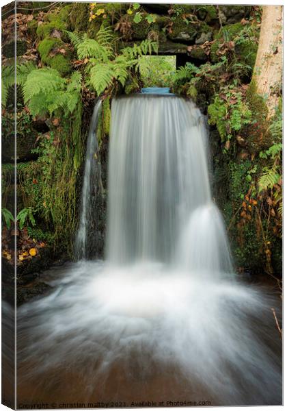 Waterfall in Dumfries Scotland Canvas Print by christian maltby
